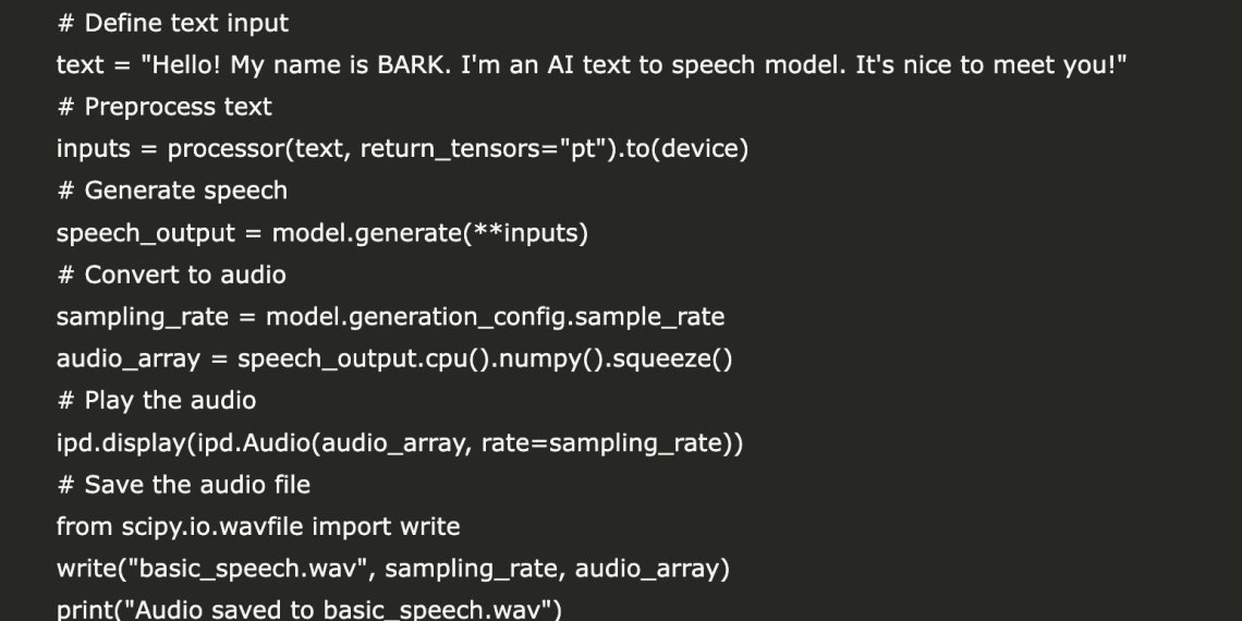Implementing Textual content-to-Speech TTS with BARK Utilizing Hugging Face’s Transformers library in a Google Colab surroundings